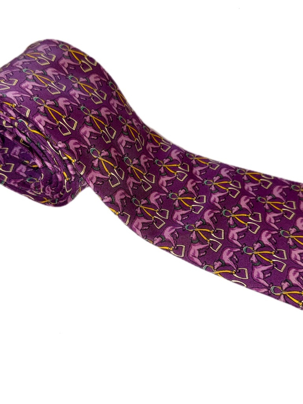 Brooks Brothers Purple Bears  Silk Tie with Gold & Pink Motif